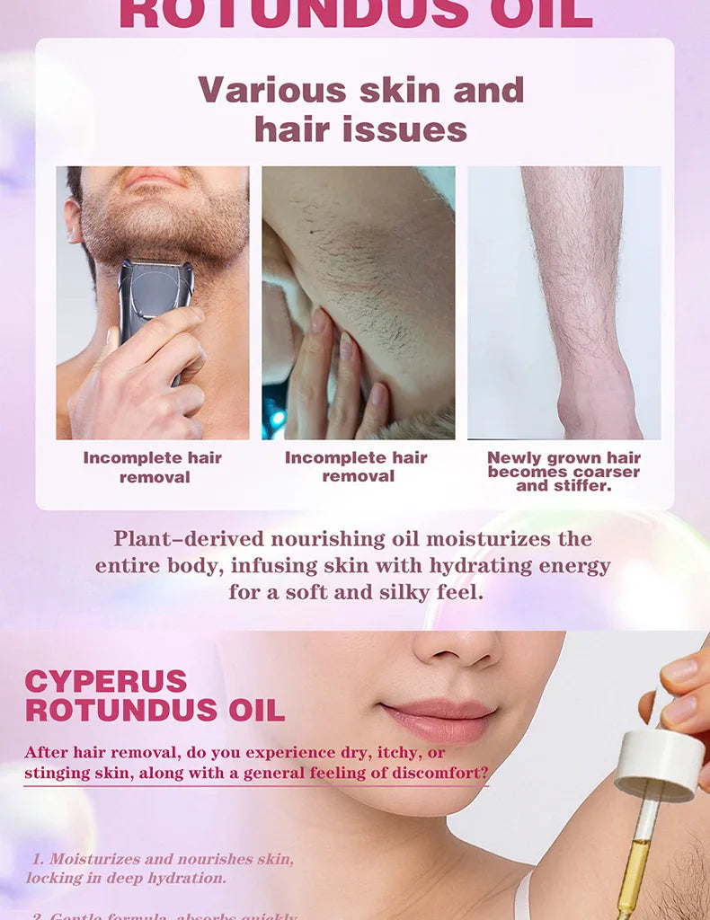 Natural Hair Inhibitor Oil – Gentle Formula For Underarm Leg & Arm Hair Slows Regrowth Leaves Silky Smooth Skin – Great Results