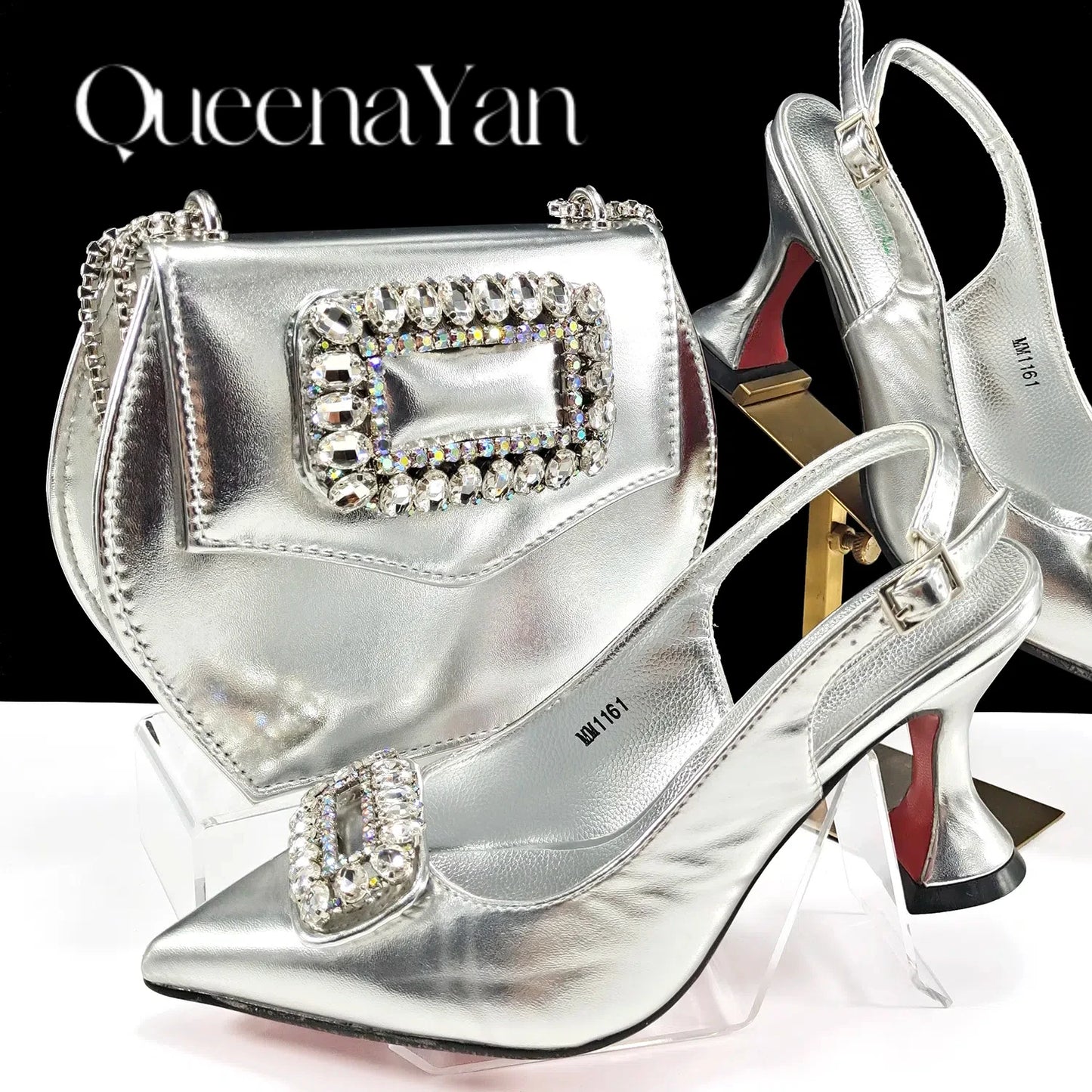 QUEENA YAN INS-Inspired Elegant Women’s High Heels and Bag African Wedding Party Shoes and Bag–Fashionistas Exclusive Products