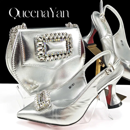 QUEENA YAN INS-Inspired Elegant Women’s High Heels and Bag African Wedding Party Shoes and Bag–Fashionistas Exclusive Products