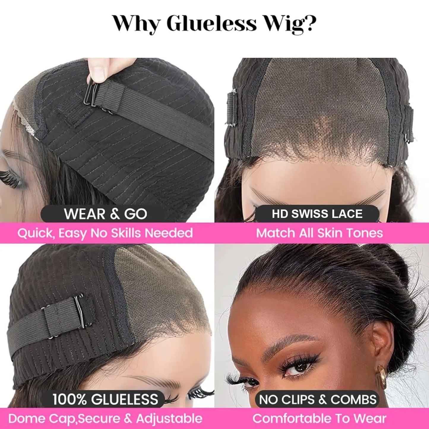 Wear and Go Glueless Wig Pre Plucked Pre Cut 4x4 Lace Closure Wig Kinky Straight Lace Front Wigs Human Hair Wig for Women