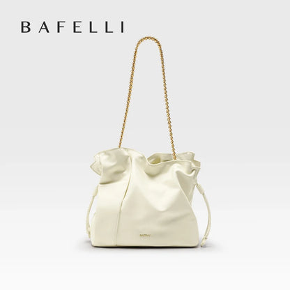 BAFELLI 2026 NEW WOMEN'S BAG LEATHER CASUAL BUCKET HANDBAGS FOR FEMALE TREND FASHION SHOPPER PURSE LUXURY BRAND SHOULDER
