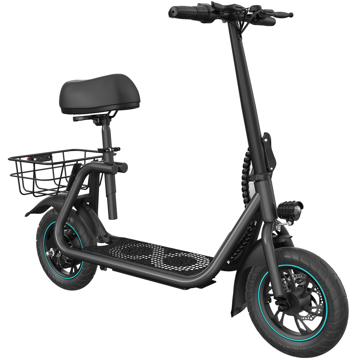 GYROSHOES Adult Electric Scooter with Seat – 450W Motor, 15-Mile Range, 16 MPH, 12" Tires, Rear Basket, UL2272 Certified, Adjustable Seat for Commuting & Errands