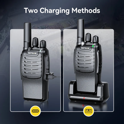 Retevis H777 2pcs Walkie Talkie Clear Sound Quality Portable Walkie Talkies Long Range Type-C Two Way Radio for Cycling Camping
