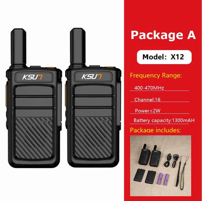 License Free Walkie Talkie 2 Pcs Wireless Copy Portable Radio Station UHF Type-C Charging Two Way Radio for Hotel Restaurant X12