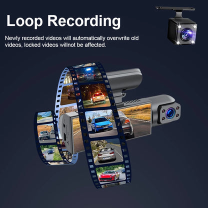 ZNLYRION Driving Recorder M8-32GB Full HD 1080P Car Dashcam Front+Interior Rear Camera 130° Wide Angle Night Vision G-Sensor Parking Monitor Car Driving Recorder