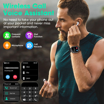2026 Fashion 2.1 Inch AMOLED Smart Watch Men Bluetooth Call 107 Sports Mode GPS Trajectory Heart Rate Blood Pressure Oxygen Monitor 650mAh Long Standby Waterproof Fitness Tracker Smartwatch For Android IOS