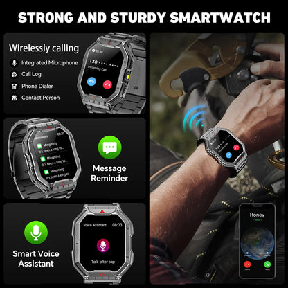 2026 Fashion 2.1 Inch AMOLED Smart Watch Men Bluetooth Call 107 Sports Mode GPS Trajectory Heart Rate Blood Pressure Oxygen Monitor 650mAh Long Standby Waterproof Fitness Tracker Smartwatch For Android IOS