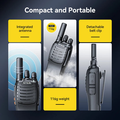 Retevis H777 2pcs Walkie Talkie Clear Sound Quality Portable Walkie Talkies Long Range Type-C Two Way Radio for Cycling Camping