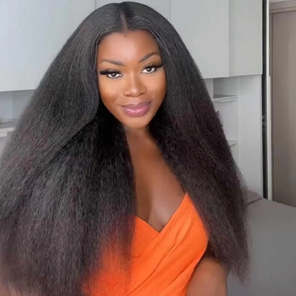 Wear and Go Glueless Wig Pre Plucked Pre Cut 4x4 Lace Closure Wig Kinky Straight Lace Front Wigs Human Hair Wig for Women