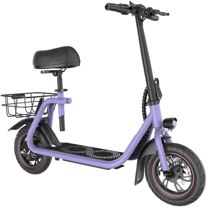 GYROSHOES Adult Electric Scooter with Seat – 450W Motor, 15-Mile Range, 16 MPH, 12" Tires, Rear Basket, UL2272 Certified, Adjustable Seat for Commuting & Errands