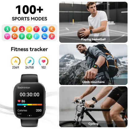 2026 Smart Watch Men 1.83" HD Screen Bluetooth Call 100+ Sports Modes Heart Rate Monitor Waterproof Fitness Tracker Smartwatch For Android iOS