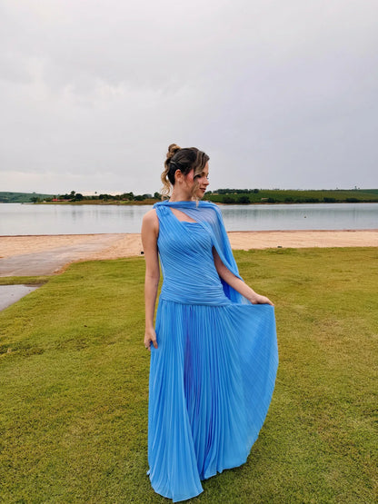 Galarity Customized Pleated Evening Dress One Shoulder Cape A Line Formal Prom Dress Bridesmaid Dress Elegant Party Dress