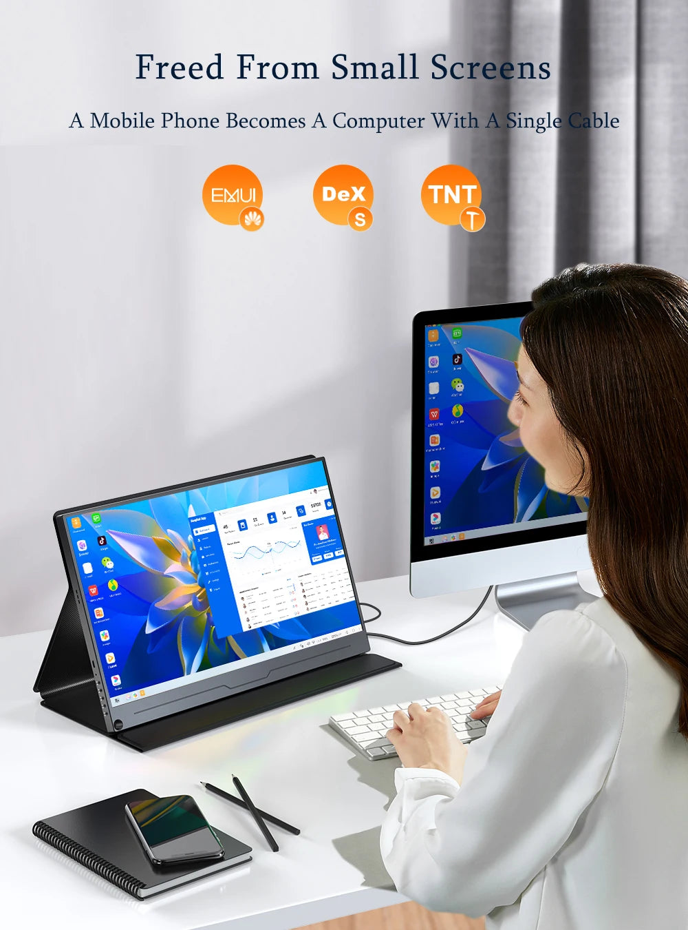 UPERFECT UBase FHD 1080P Portable Monitor 15.6 Inch IPS HDMI USB C Monitors For Laptop MAC Switch Xbox Phone PC Compatible Computer Display