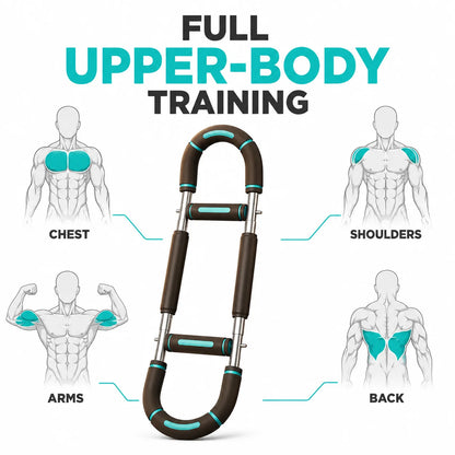Adjustable U-Shape Forearm Strength Trainer 60-100 Lbs Spring Resistance Chest & Tricep Exercise Equipment with Non-Slip Grips Portable Upper Body Fitness Gear for Men And Women