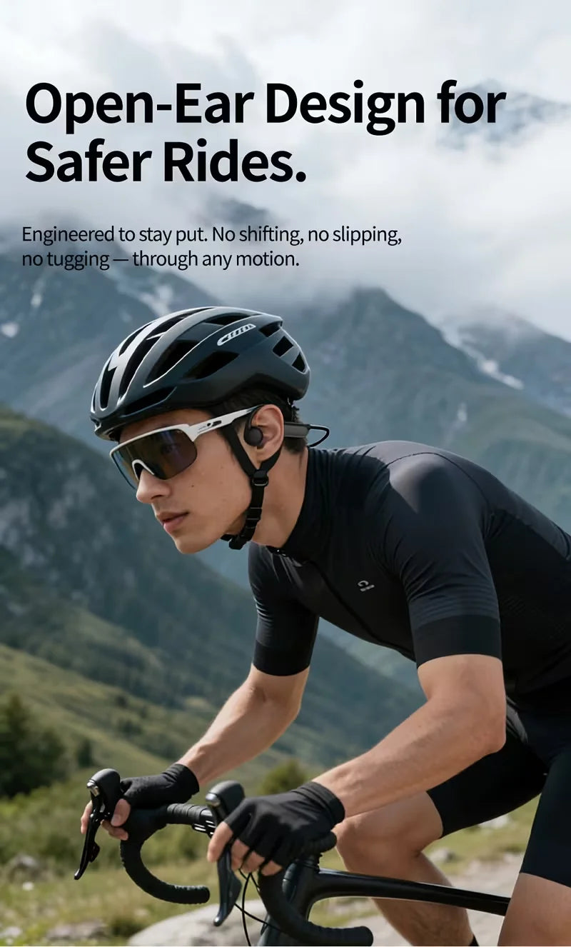 2026 Upgraded Open Ear Headphones, Wireless Sports Earphones with Mic, Long Battery Life for Running, Fitness & Cycling - Black