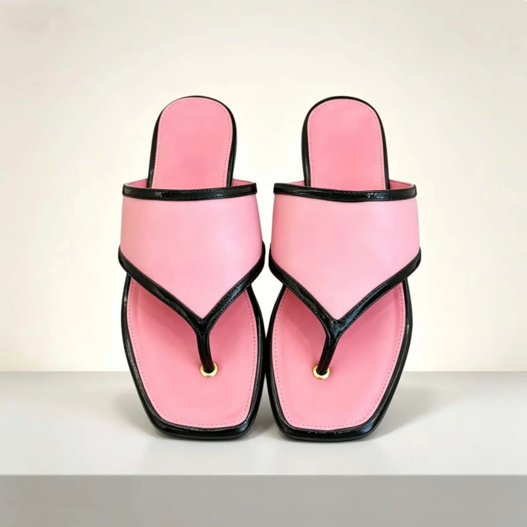 11C-2026 Luxury Women's Daily Commuting Y2K Pointed-Toe Flare Flat Cropped Sandals Sheepskin Upper With Leather Sole