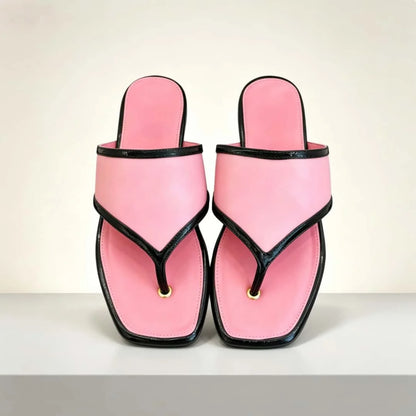 11C-2026 Luxury Women's Daily Commuting Y2K Pointed-Toe Flare Flat Cropped Sandals Sheepskin Upper With Leather Sole
