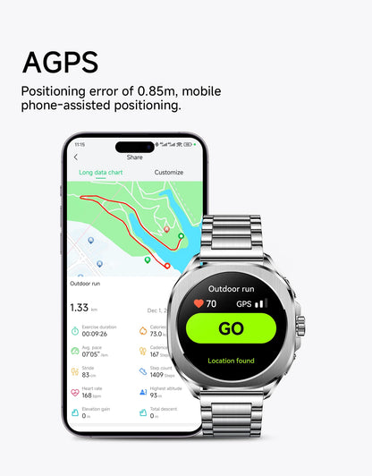 Aolon Cube Smart Watch 1.43" AMOLED Screen Bluetooth WhatsApp Call AGPS 1ATM  Heart Rate Monitor Outdoor Sport Fitness Tracker