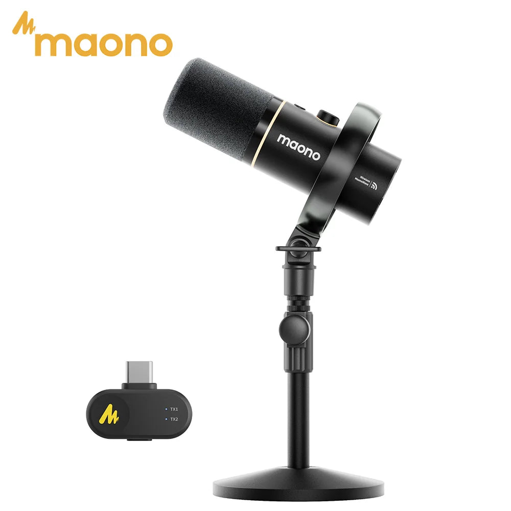 MAONO PD200W Wireless USB XLR Microphone Dynamic Microphone for PC 48kHz/24bit 82dB for Podcast Live Streaming Audio Recording