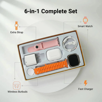 Ultra Smart Watch Bluetooth Headphones Bundle Fitness Tracker TWS Earphones With 20W Charging Adapter Sport Wearable Kit