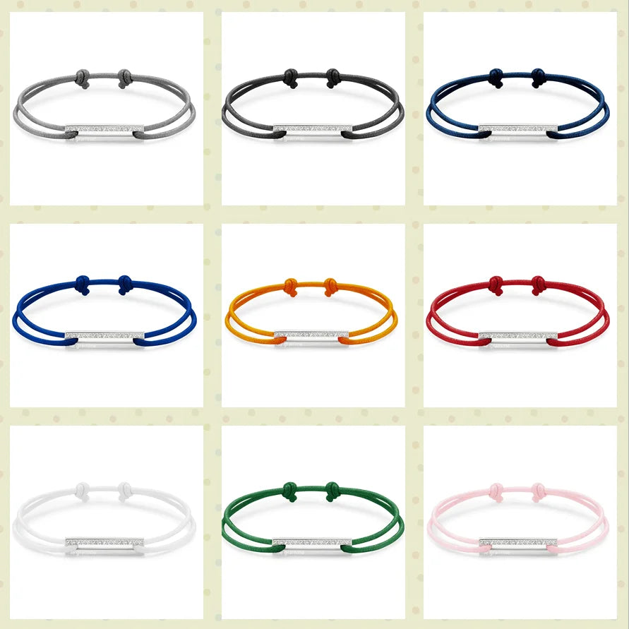 1.7g diamond-encrusted bracelet with adjustable braided cord  French luxury couple jewelry wholesale Daily wear