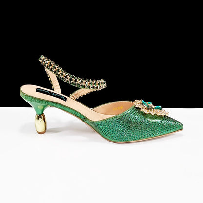 Elegant Rhinestone-Embellished Heels And Gold Mini Bag Set for Night Outfits Women's Fashion Accessory Combo