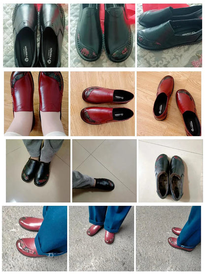 Genuine Leather Ballet Flats Shoes Women Vintage Luxury High Quality Loafers Women's Moccasins Casual Elegant Ladies Wide Shoes