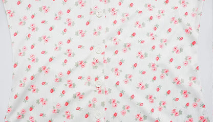 Ahagaga Casual Women Playsuits O-Neck Regular Long Sleeves Print Single Breasted Skinny Homewear Floral Sweet Femlae Rompers