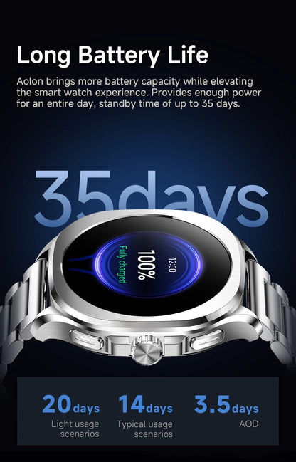 Aolon Cube Smart Watch 1.43" AMOLED Screen Bluetooth WhatsApp Call AGPS 1ATM  Heart Rate Monitor Outdoor Sport Fitness Tracker