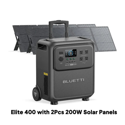 BLUETTI Elite 400 3840Wh Solar Generator with 200W/350W Solar Panels Kit High Capacity Portable Power Station for Home Backup