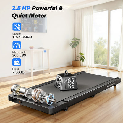 MERACH Mini Treadmill Under Desk 3-in-1 Walking Pad Capacity 120 kg Portable Walking Mat with Max 10km/h 40dB 2 in 1 Silent Portable Compact Treadmill with Remote Control 2-6KM/H with LED Display for Home and Office Small Spa