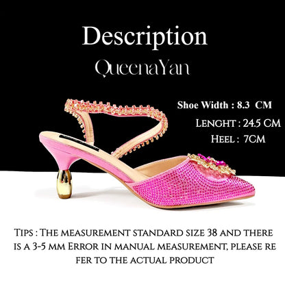 Elegant Rhinestone-Embellished Heels And Gold Mini Bag Set for Night Outfits Women's Fashion Accessory Combo