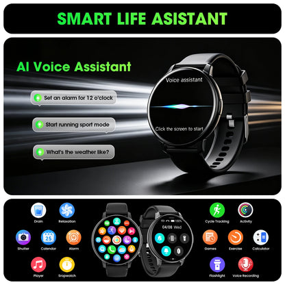2026 Smart Watch Bluetooth Call 1.38" Full Touch Screen Fitness Tracker 100+ Sport Modes Heart Rate Sleep Monitor Waterproof Smartwatch for Men Women Android iOS