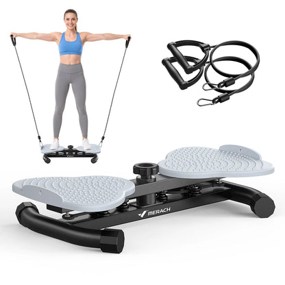 MERACH Waist Twister Board with Pull Cords Dual Pedal Ab Twister 300 lbs Capacity Silent Anti-Slip Core Exerciser with Foot Massage Slim Waist Love Handle Workout Equipment for Home Office for Women & Seniors