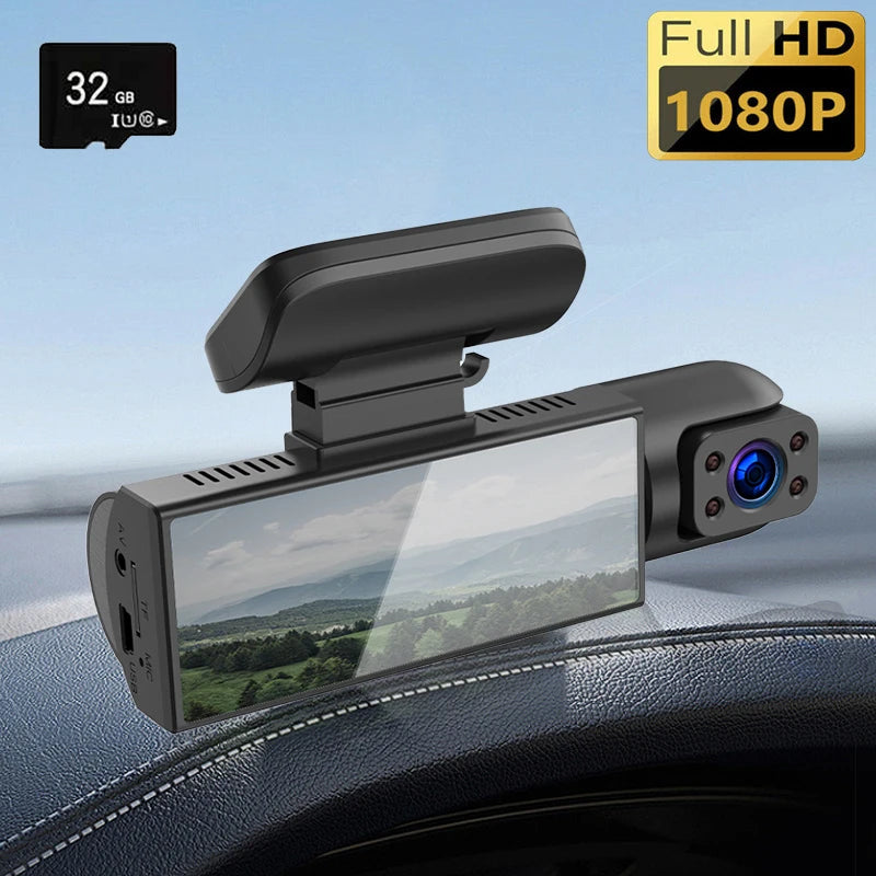 ZNLYRION Driving Recorder M8-32GB Full HD 1080P Car Dashcam Front+Interior Rear Camera 130° Wide Angle Night Vision G-Sensor Parking Monitor Car Driving Recorder