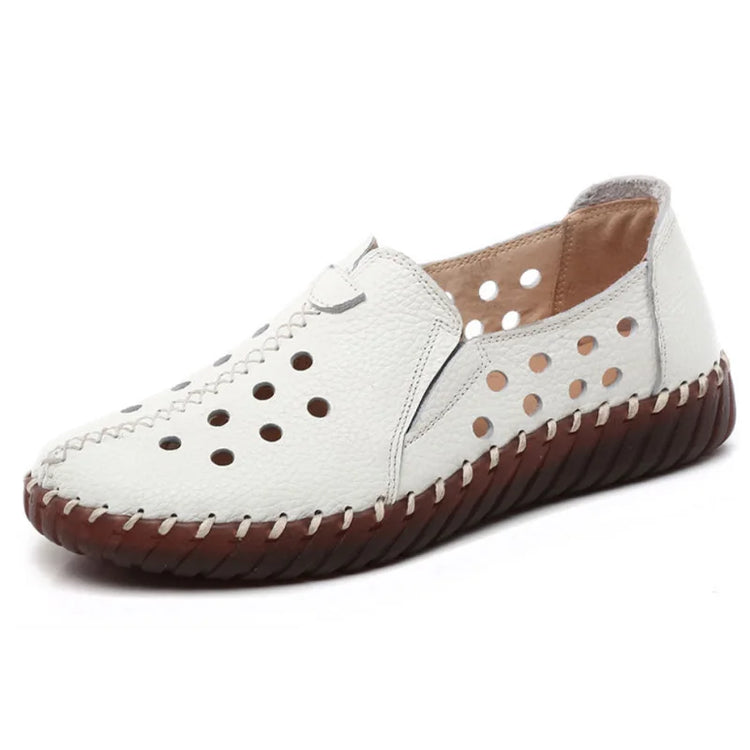 Genuine Leather Ballet Flats Shoes Women Vintage Luxury High Quality Loafers Women's Moccasins Casual Elegant Ladies Wide Shoes