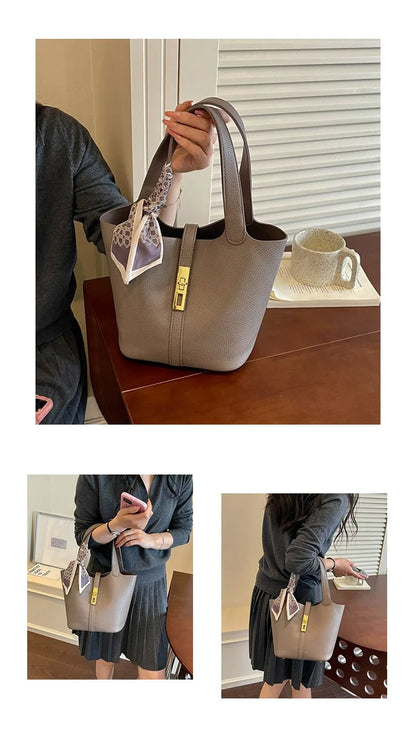 Women's Genuine Leather Handbags Bucket Bag Fashion Tote Small to Big Luxury Quality Designer Lady's Hand Bags