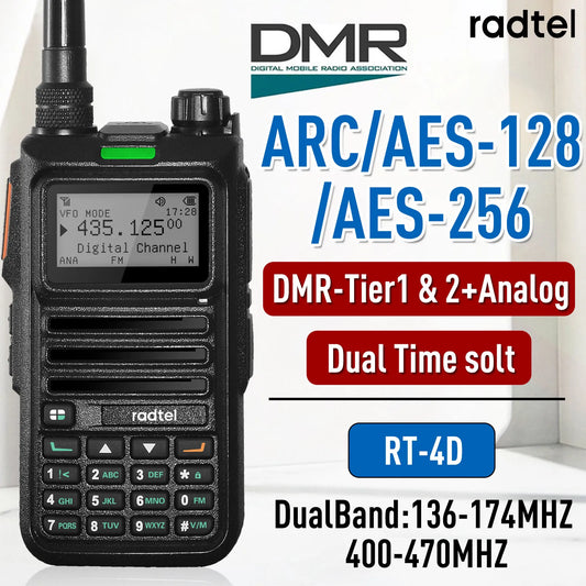 Radtel RT-4D DMR Radio Digital Walkie Talkie Dual Mode Analog Two Way Radio Dual Time Slot Ham Radio 1024 Channels