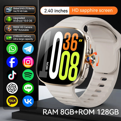 M99 Smartwatch 5G With 2.4inch Amoled Screen 900W Rotating Camera WIFI GPS Position Compass NFC Bluetooth Smart Watch Men Women