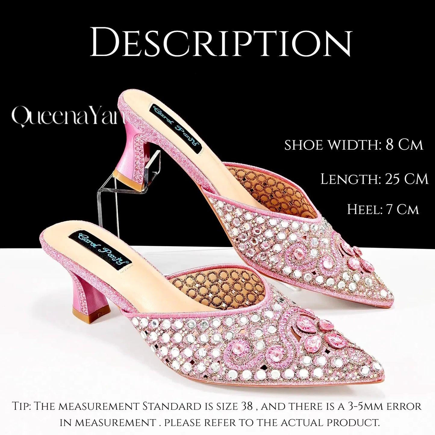 QUEENA YAN Luxury Pink Rhinestone Party Shoes and Clutch for Women- Elegant Crystal Heels with Matching Evening Bag