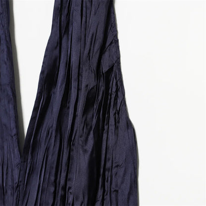 Women Deep V Halter Jumpsuits Summer Pleated Loose Backless Long Pants Rompers Casual Beach Party Sleeveless Overalls Vestidos