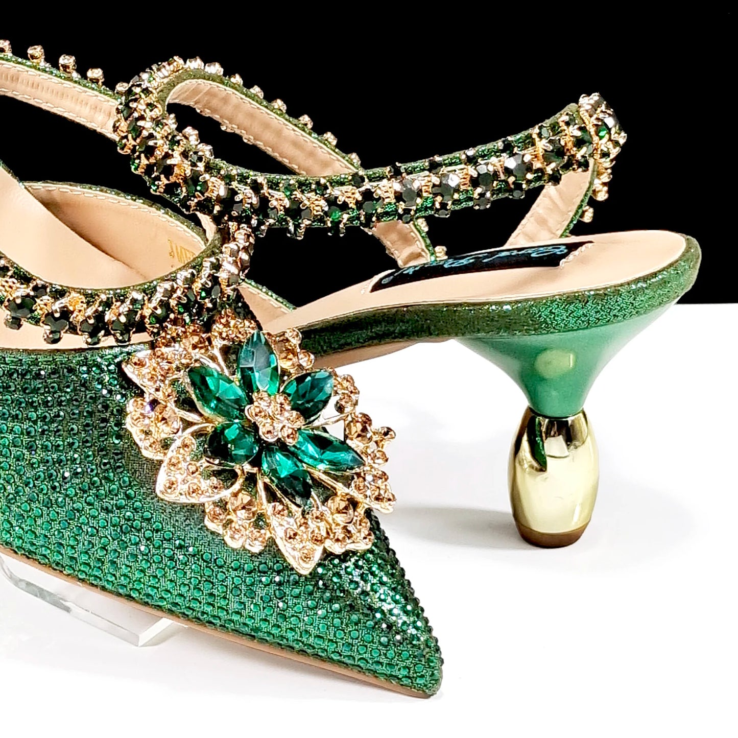 Elegant Rhinestone-Embellished Heels And Gold Mini Bag Set for Night Outfits Women's Fashion Accessory Combo
