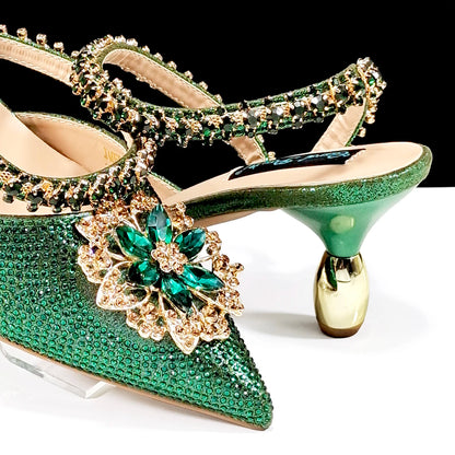 Elegant Rhinestone-Embellished Heels And Gold Mini Bag Set for Night Outfits Women's Fashion Accessory Combo