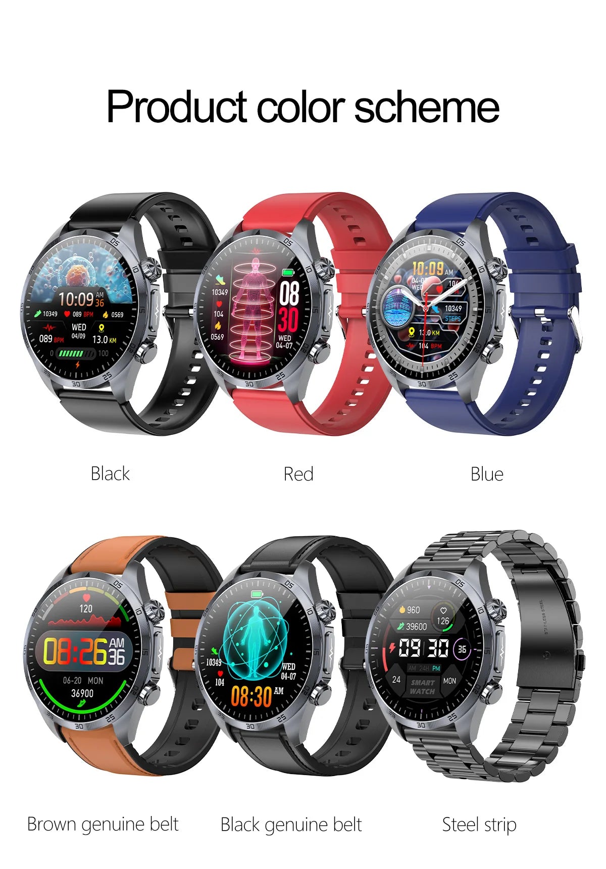 2026 New Medical Grade ECG Smart Watch Laser Treatment Accurate Measurement Blood Lipid Blood Oxygen BMI Sport Health Smartwatch