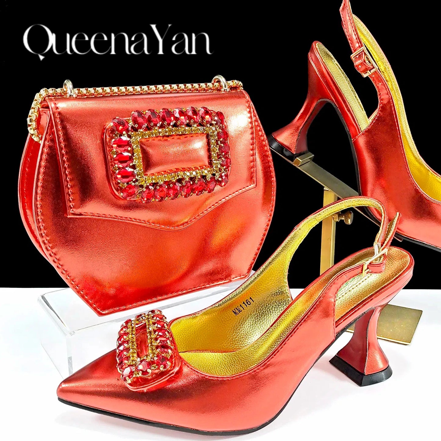 QUEENA YAN INS-Inspired Elegant Women’s High Heels and Bag African Wedding Party Shoes and Bag–Fashionistas Exclusive Products