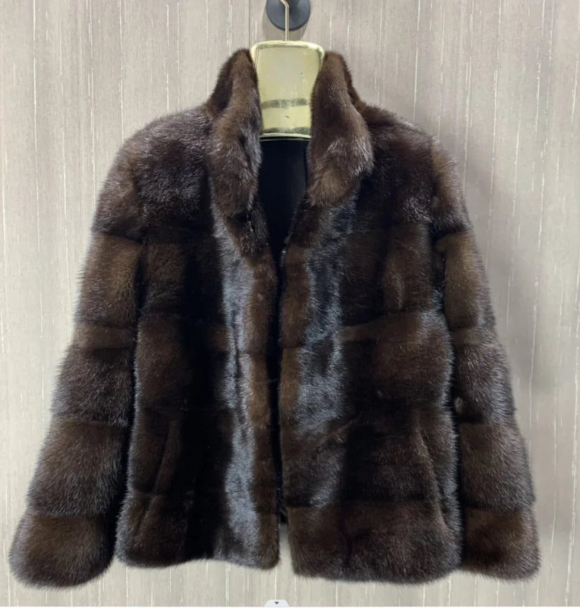 Women's Natural Mink Fur Jacket, Real Mink Fur Jacket, Short Coat, Warm Casual Jacket, Fashion, New