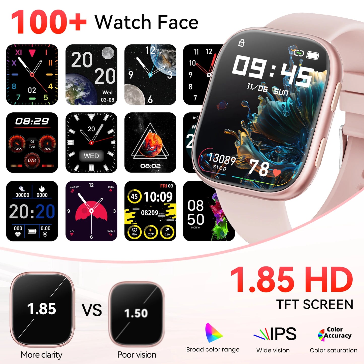 2026 Smart Watch Men 1.83" HD Screen Bluetooth Call 100+ Sports Modes Heart Rate Monitor Waterproof Fitness Tracker Smartwatch For Android iOS