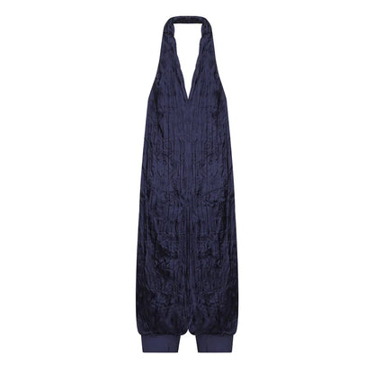 Women Deep V Halter Jumpsuits Summer Pleated Loose Backless Long Pants Rompers Casual Beach Party Sleeveless Overalls Vestidos