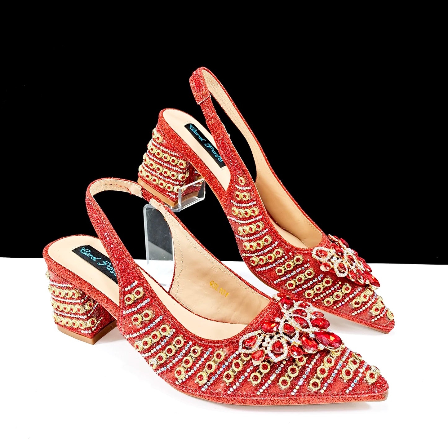 QUEENA Yan  Dazzling Dreams: Full Rhinestone High Heels and Coordinated Bag for Timeless Style
