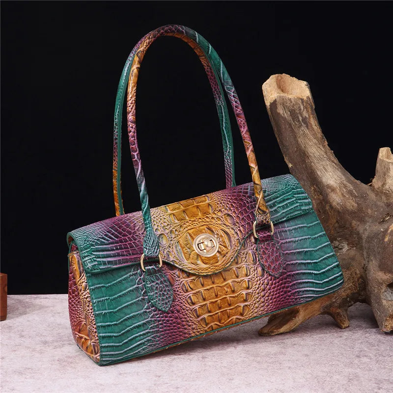 XMESSUN New Crocodile Pattern Handbag Bags for Women 2026 Fashion Designer Luxury Vintage Lady PU Leather Shoulder Crossbody Bag